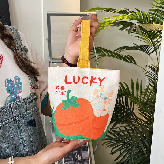 Wholesale Cartoon Canvas Bucket Bag Cute Small Bag