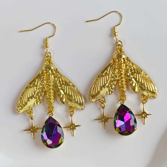 Wholesale Zinc Alloy Gothic Vintage Gold Moth Earrings  Party Jewelry Accessory Gift