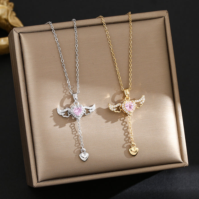 Wholesale Cupid Angel Wings Heart Choker Necklace