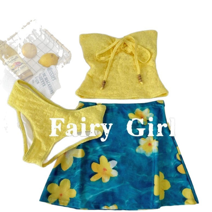 Wholesale Bikini Island Swimsuit with Hanging Neck Tank Top and Printed Two Piece Set