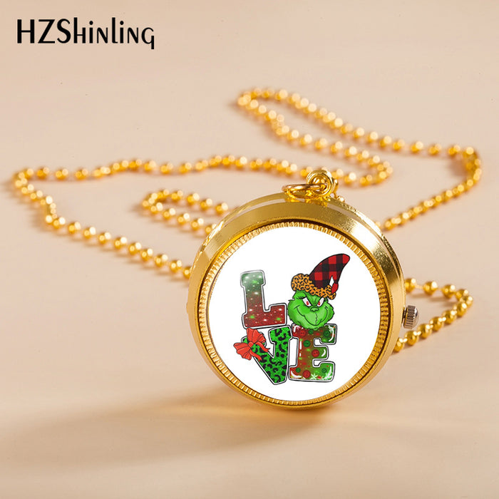 Wholesale Alloy Christmas Monster Grinch Rotating Pocket Watch JDC-PH-XiangL002