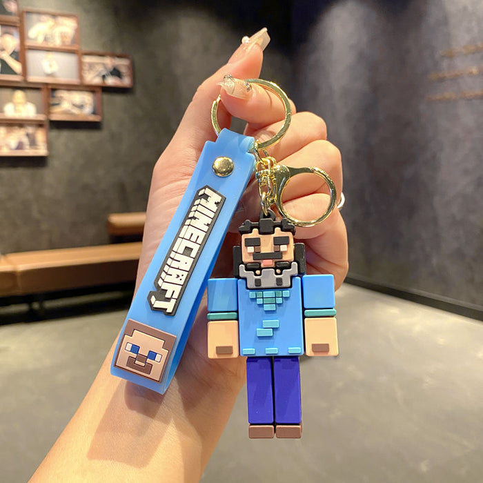 Wholesale Cartoon character PVC building block figurine keychains