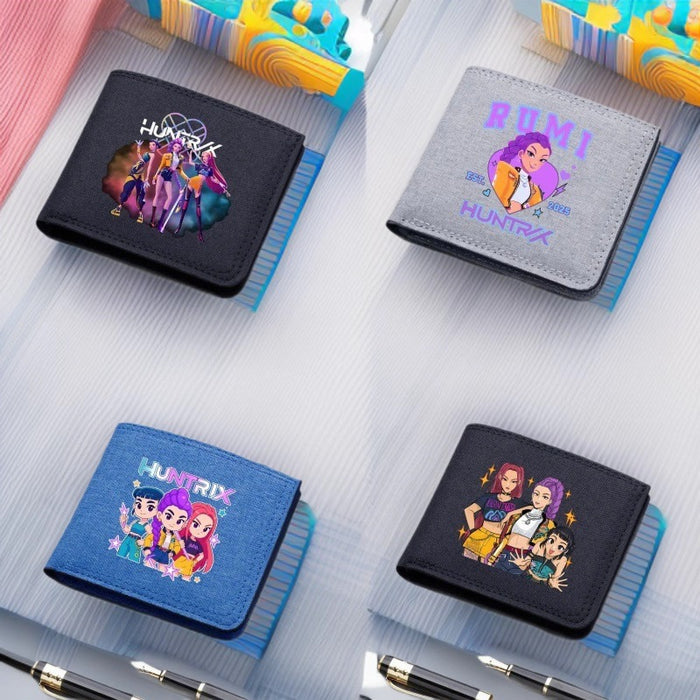 Wholesale Modern trendy ultra-thin cartoon print short canvas wallet