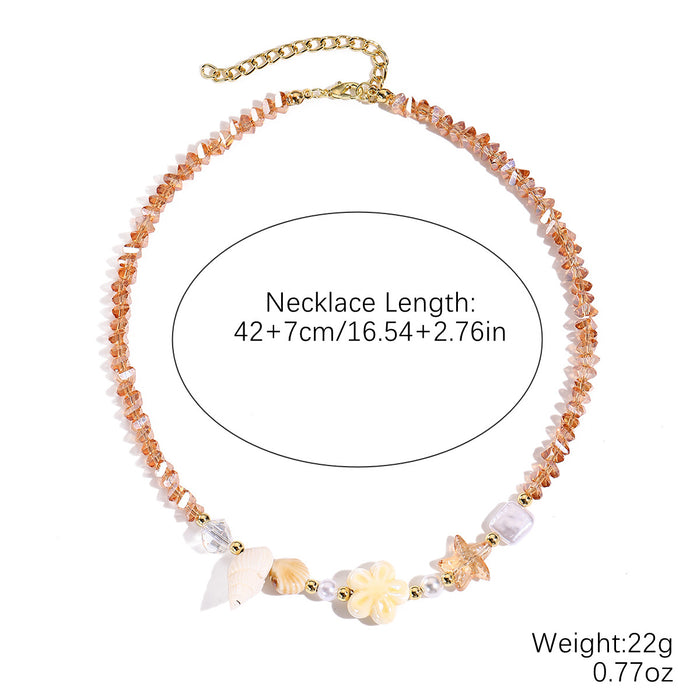 Wholesale Rice bead necklace, seashell, starfish, ceramic pendant, crystal necklace