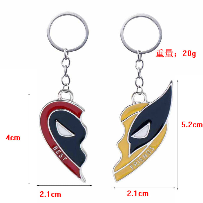 Wholesale Deadpool & Wolverine Deadpool 3 Wolverine Best Friend Necklace Spliced Heart Keychain JDC-KC-HeY014