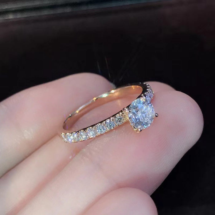 Wholesale Geometric Champagne Color Real Gold Plated Couple Ring Jewelry Accessory