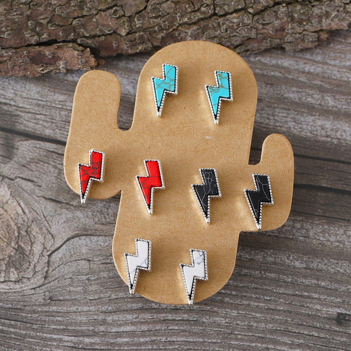 Wholesale Personalized Western style lightning round turquoise earrings national style Bohemian earrings gift earrings set