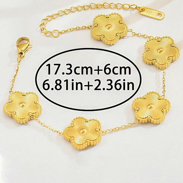Wholesale Gold Titanium Steel Four Leaf Clover Bracelet Women S Fashion Jewelry Accessory