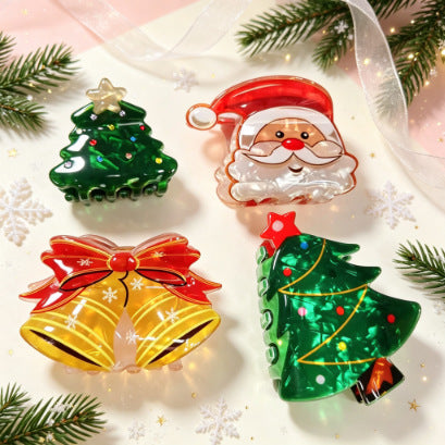 Wholesale Christmas PVC Shark Claw Hair Clip Cute Deer Snowman Design Women S Everyday Hair Accessory Boutique Resale Gift
