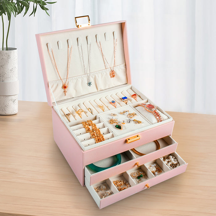 Wholesale Multifunctional Jewelry Box Three-layer Leather JDC-SB-ZX006