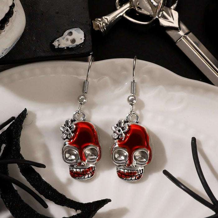 Wholesale Retro Exaggerated Earrings  Gothic Horror Skull Heart Alloy Earrings
