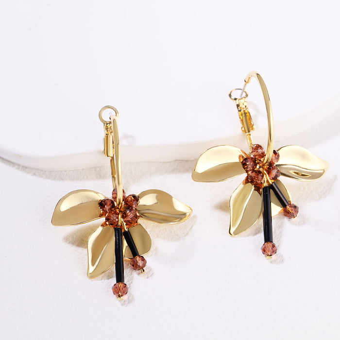 Wholesale Ballet Girl Fashion French Retro Alloy Flower Earrings Light Luxury High Sense Niche Elegant Earrings