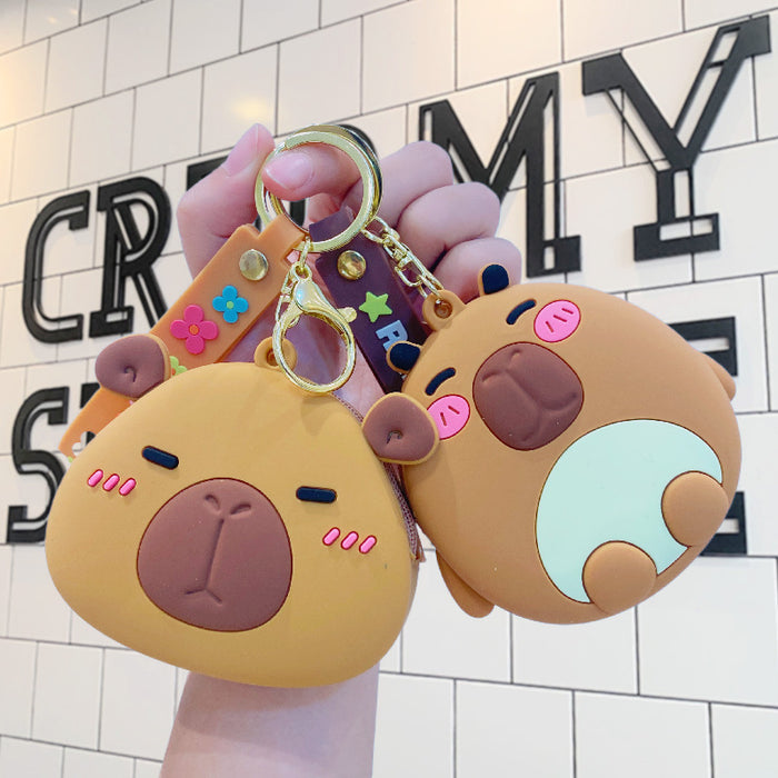 Wholesale Cartoon  Silicone Coin Purse Keychain Cute  Storage Bag Student Card Bag Keychain