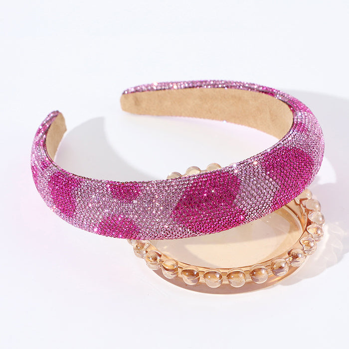 Wholesale Love heart rhinestone full diamond headband sponge high skull top female headband hair accessories