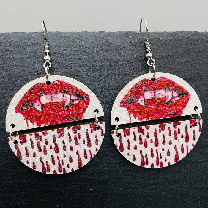 Wholesale  earrings,  double piece wooden pumpkin holiday accessories