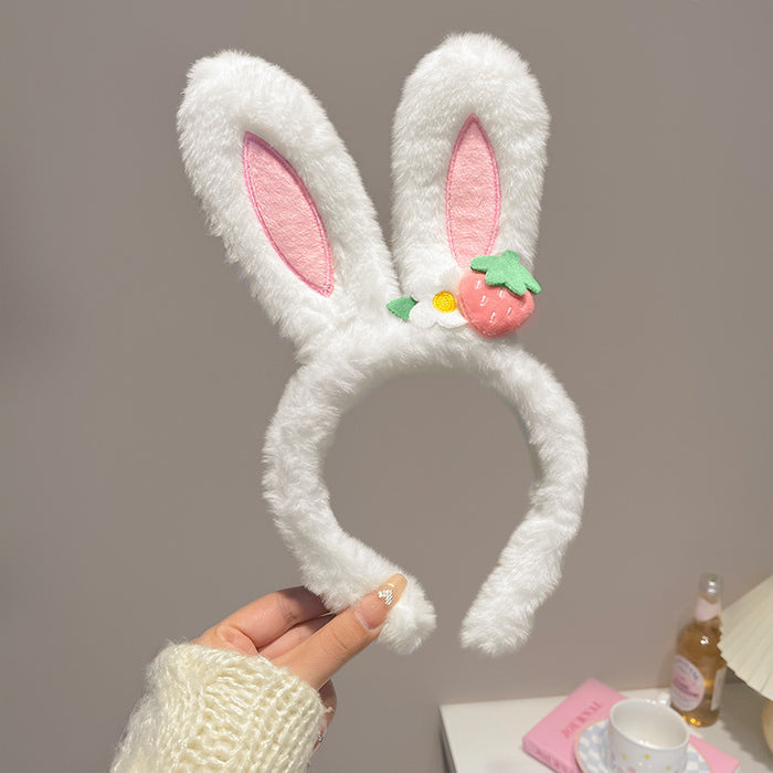 Wholesale Cute bow bunny ears lace trim plush headband