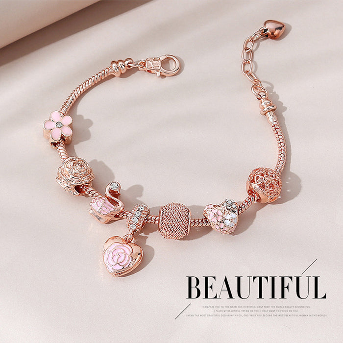 Wholesale Rose Heart Beaded Bracelet JDC-BT-Qianzi005