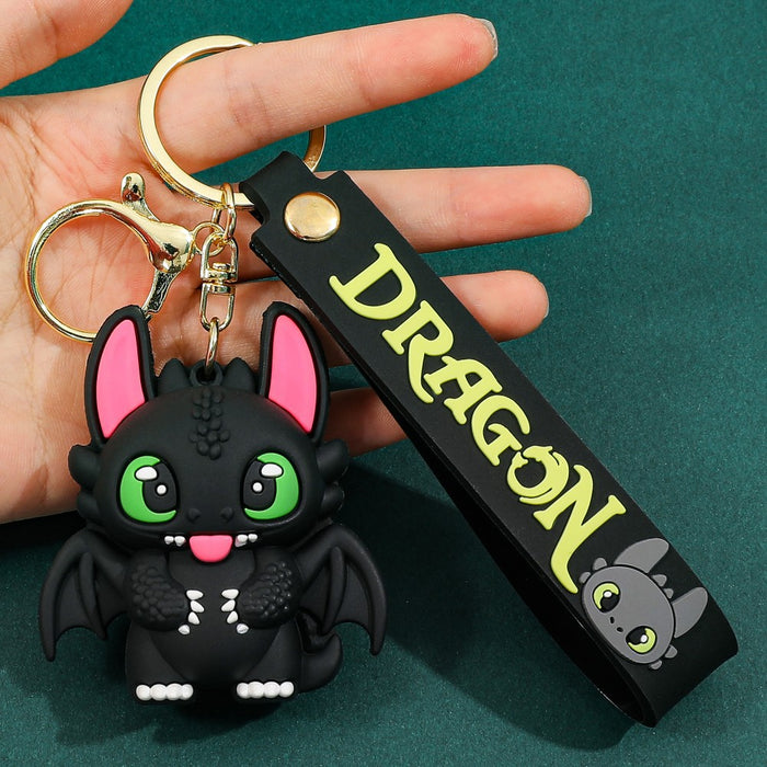 Wholesale Cartoon Black and White Little Flying Dragon Keychain Pendant Soft Plastic Cute Doll Accessories Luggage Pendant