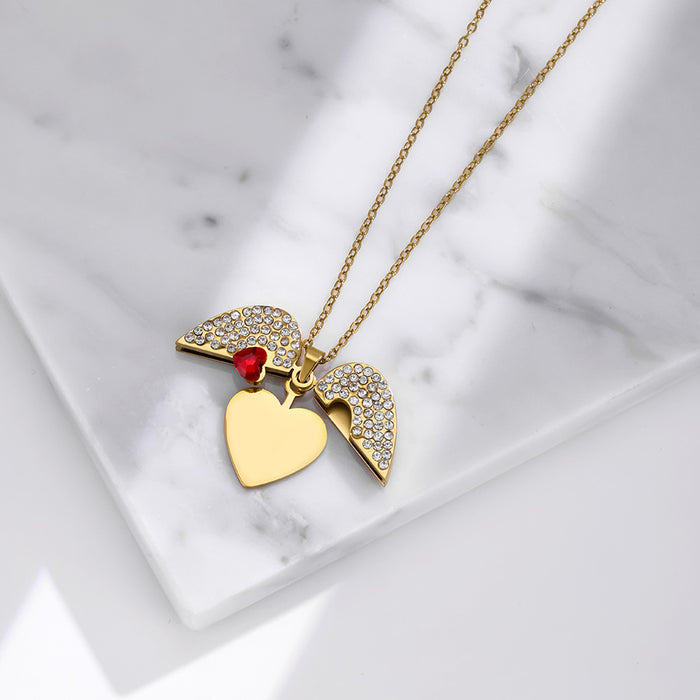 Wholesale Stainless Steel Heart Diamond Pendant Necklace Fashion Jewelry Accessory Boutique Resale