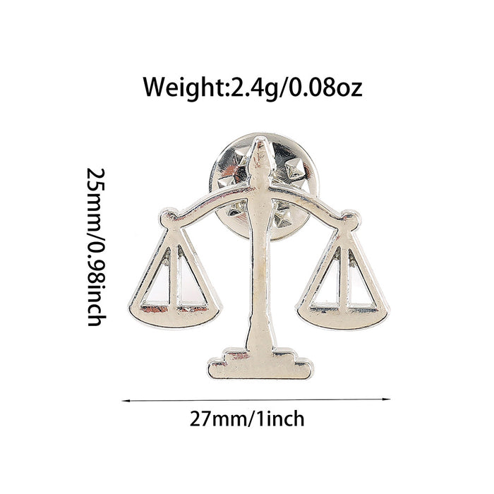 Wholesale Metal Balance Scale Brooch Stylish Justice Badge Pin Fun Decorative Hat Coat Accessory Gift
