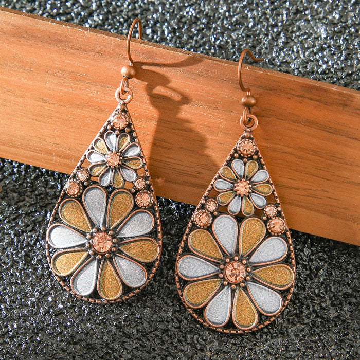 Wholesale Retro Bohemian Turquoise Tassel Earrings Zinc Alloy Fashion Accessory MOQ≥2