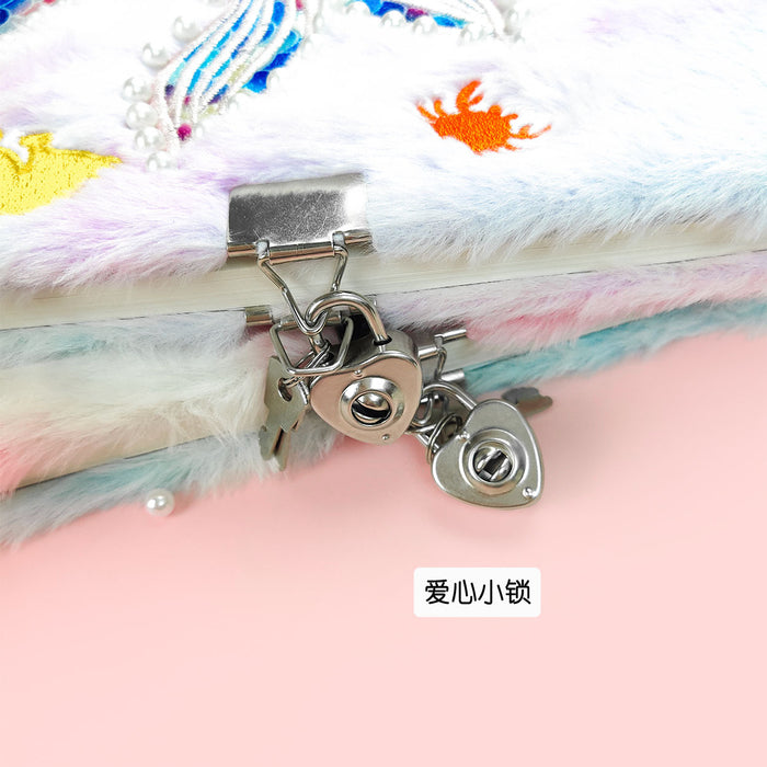 Wholesale Mermaid Pearl Notebook Cute Animal Plush Cover Blank Pages