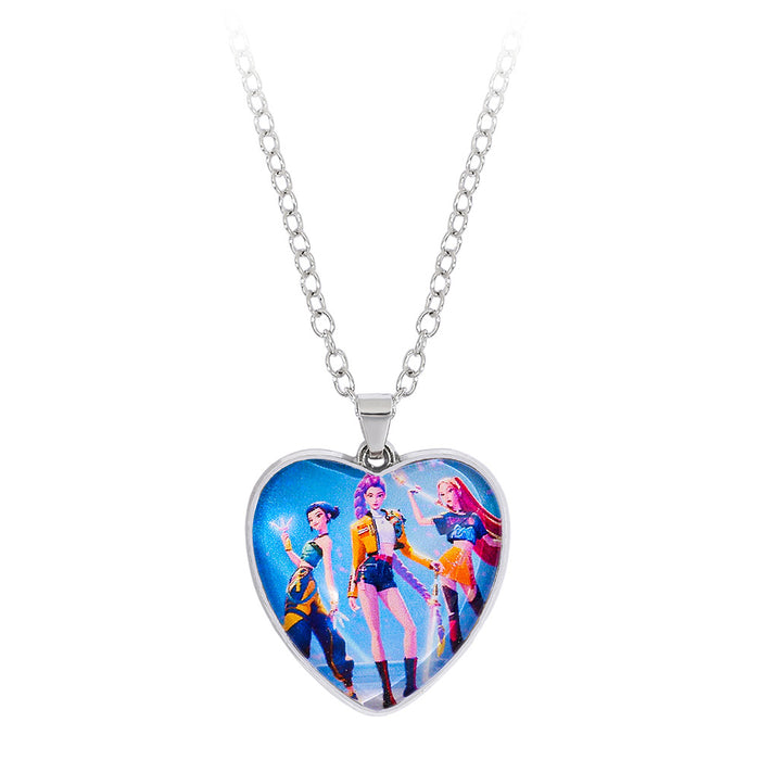 Wholesale Time Gem Heart Necklace with Colorful Heart Pendant