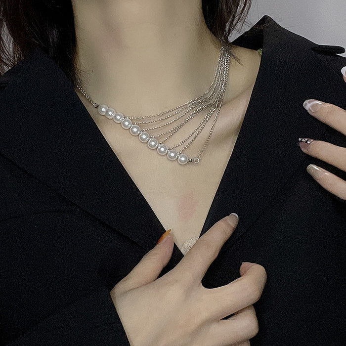 Wholesale Multi-layered Alloy Pearl Necklace JDC-NE-LaiL007