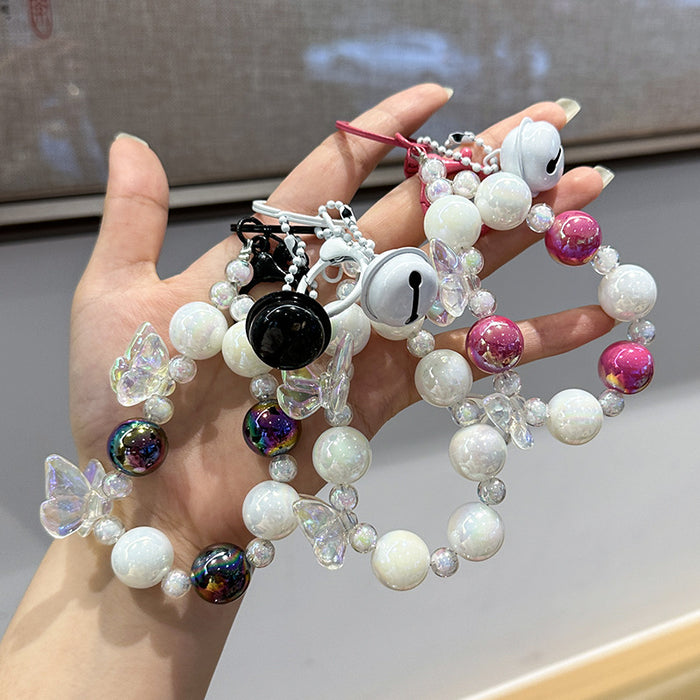 Wholesale Creative keychain, colorful bead phone chain, headphone bag, small pendant