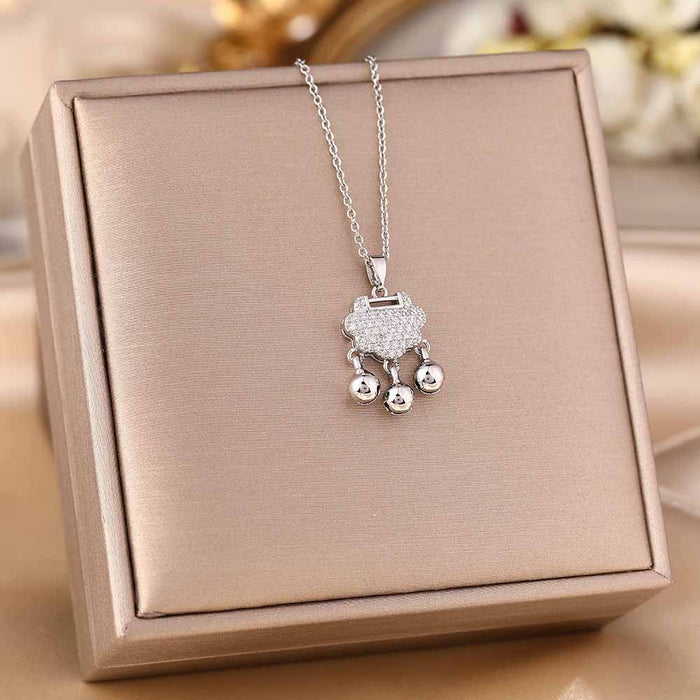 Wholesale Micro-Inlaid Zirconia Silver Titanium Steel Necklace JDC-NE-YinY001