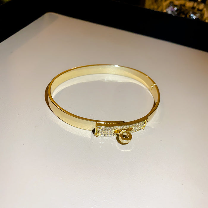 Wholesale Electroplated Zircon Titanium Steel Bracelet Simple High Sense Bracelet Niche Temperament  Bracelet