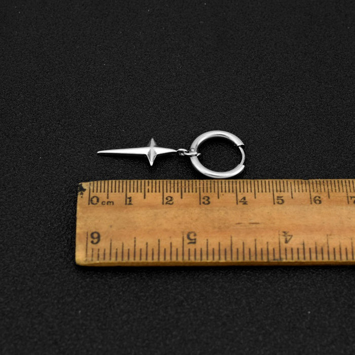 Wholesale Stainless steel three-dimensional cross star earrings with simple neutral style titanium steel earrings without ear holes and ear clips