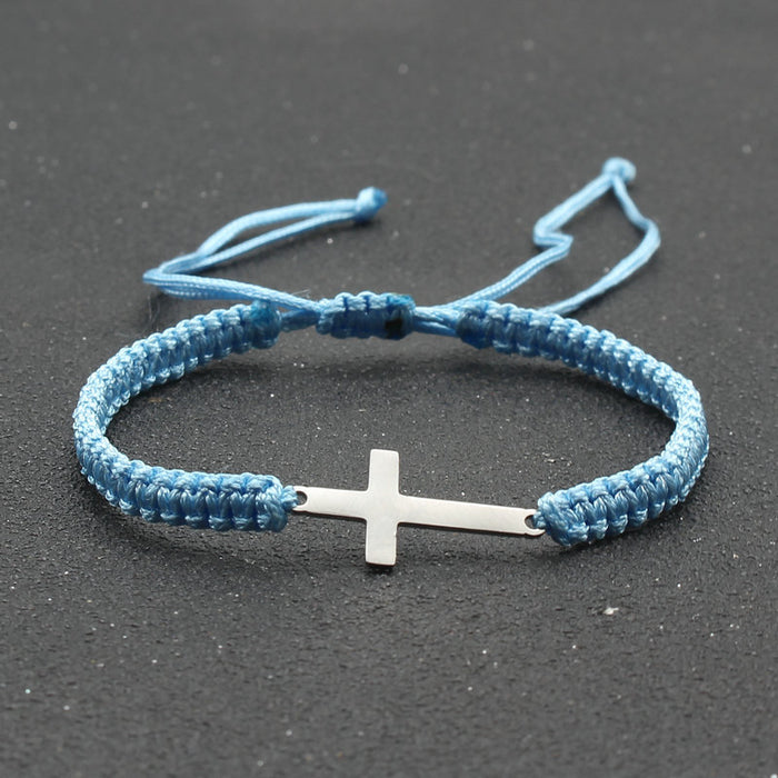 Wholesale Stainless Steel Cross Bracelet Hand Woven Couple Bracelet JDC-BT-SX003