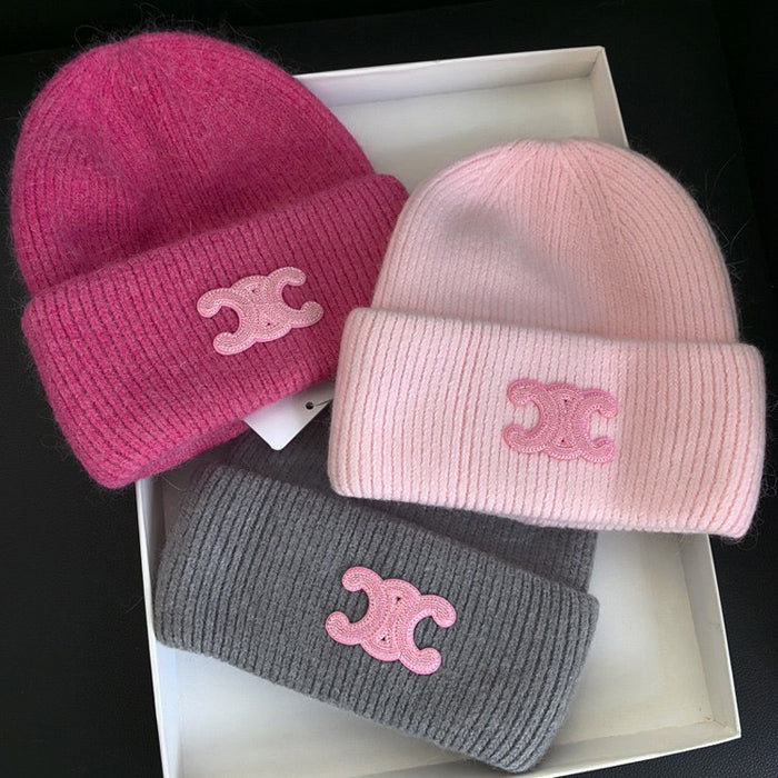 Wholesale Rabbit hair knitted hat, women's versatile woolen hat, winter warm and cold hat