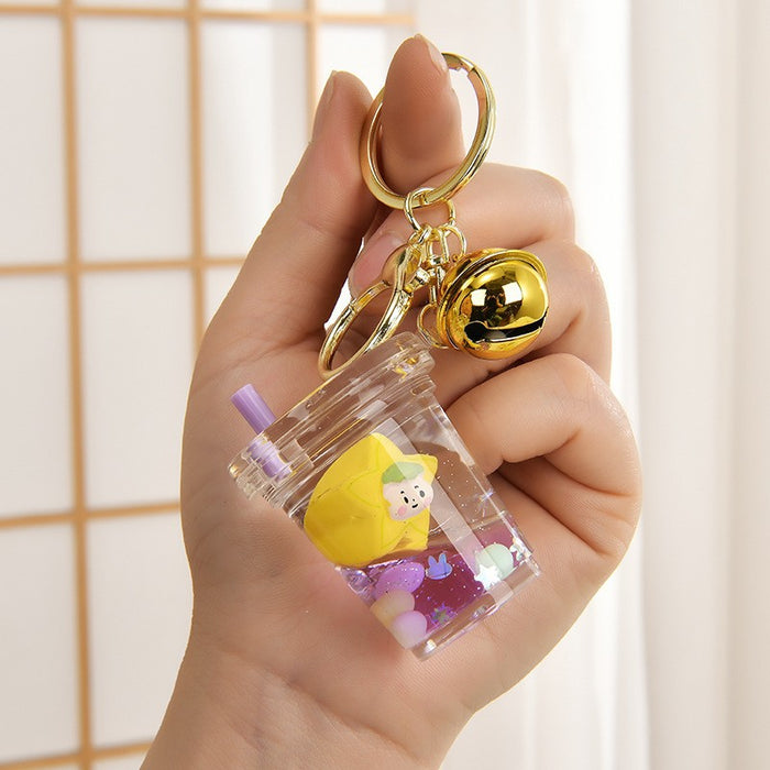 Wholesale Liquid Glitter Bottle Keychain Pendant with Floating Stars liquid keychain