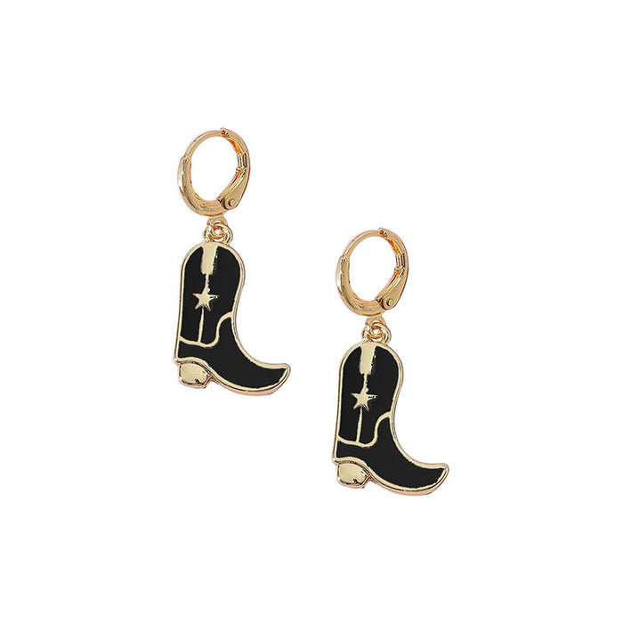 Wholesale Retro Western Cowboy Boots Hat Pendant Earrings Women' s Fashion Personality Earrings