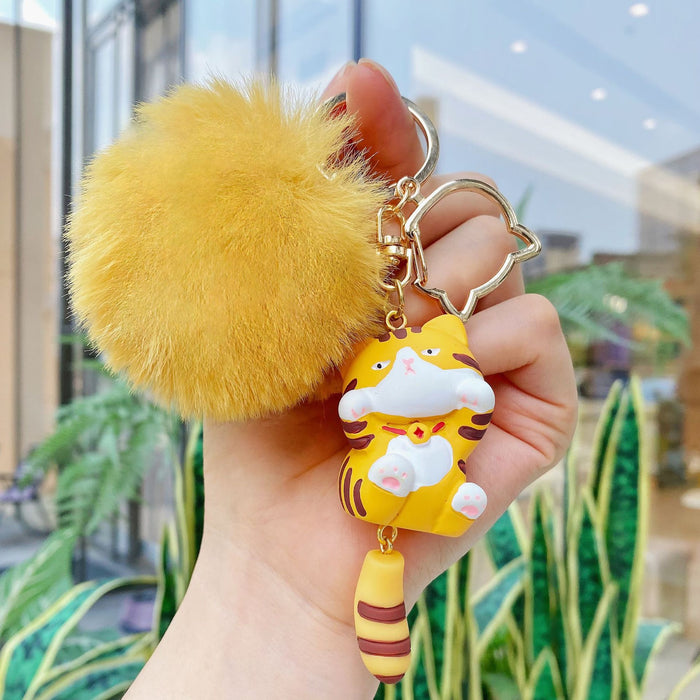 Wholesale Plush keychain Siamese cat pendant resin cat key chain