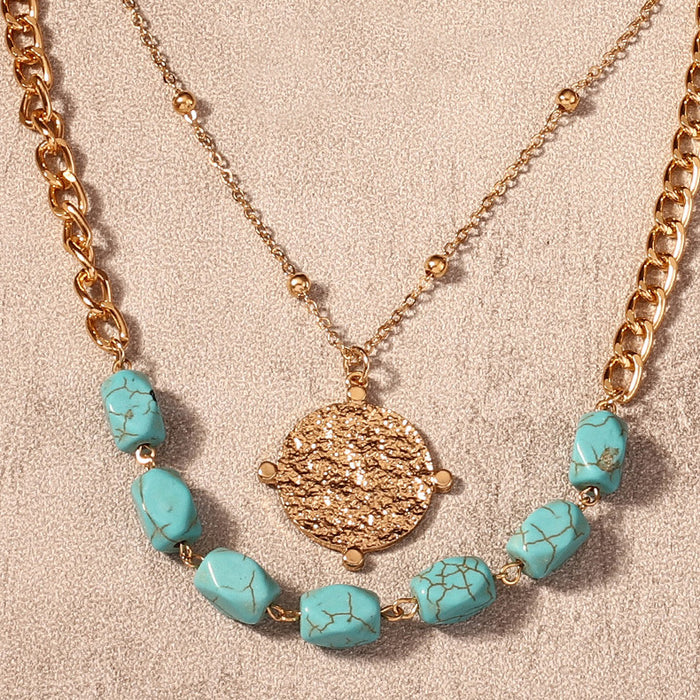 Wholesale turquoise alloy pendant necklace personality Joker