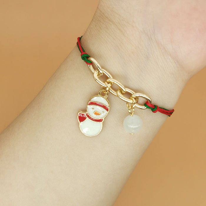 Wholesale Luminous Christmas Woven Bracelet Alloy  Tree Bell Snowflake Lucky Bag Luminous Hand Ornaments