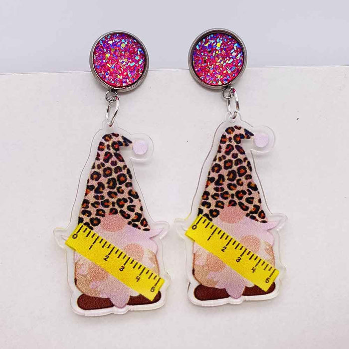 Wholesale Teacher' s Day Earrings Leopard Pencil Ruler Acrylic Earrings School Season Student Earrings Jewelry