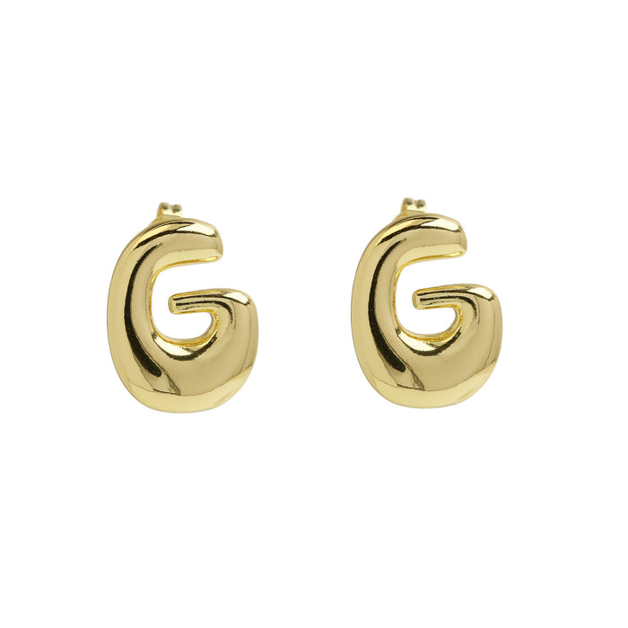 Wholesale 2PCS 18K Gold Brass 26 English Letters Earrings JDC-ES-BaiYi008