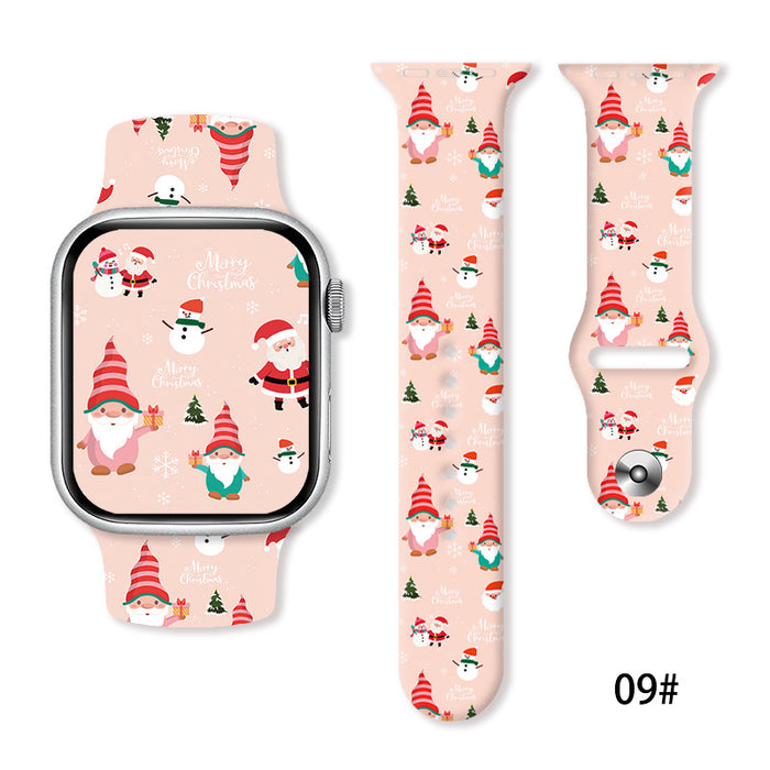 Wholesale Cartoon Christmas Silicone Strap Suitable for Apple Watch Strap JDC-WD-NuoQi005