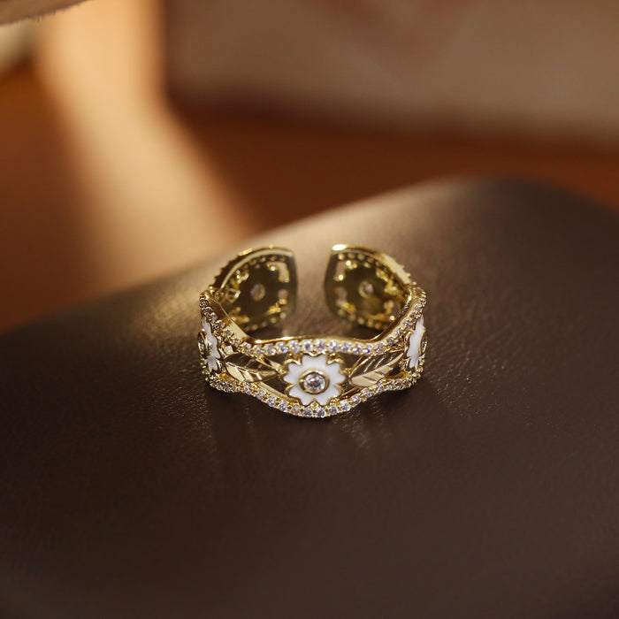 Wholesale Camellia ring, exquisite glazed index finger ring