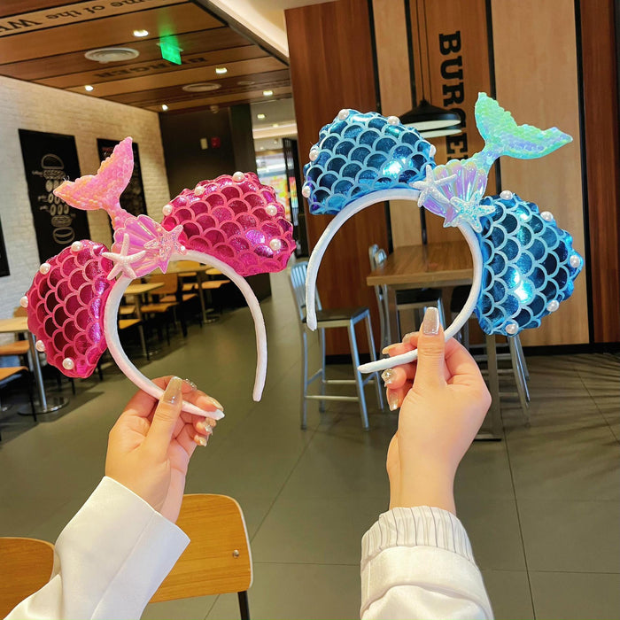 Wholesale hair accessories face wash cute funny mermaid cartoon headband headdress