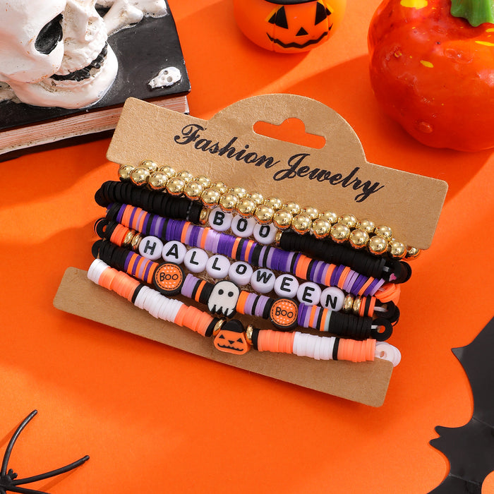 Wholesale  Bracelet Set Funny Pumpkin Bracelet Ghost Festival Polymer Clay Skull Bracelet Jewelry