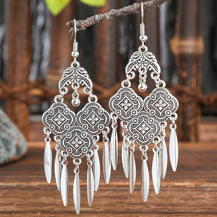 Wholesale Bohemian Tassel Earrings Vintage Ethnic Style Alloy Geometric Jewelry Accessory MOQ≥2
