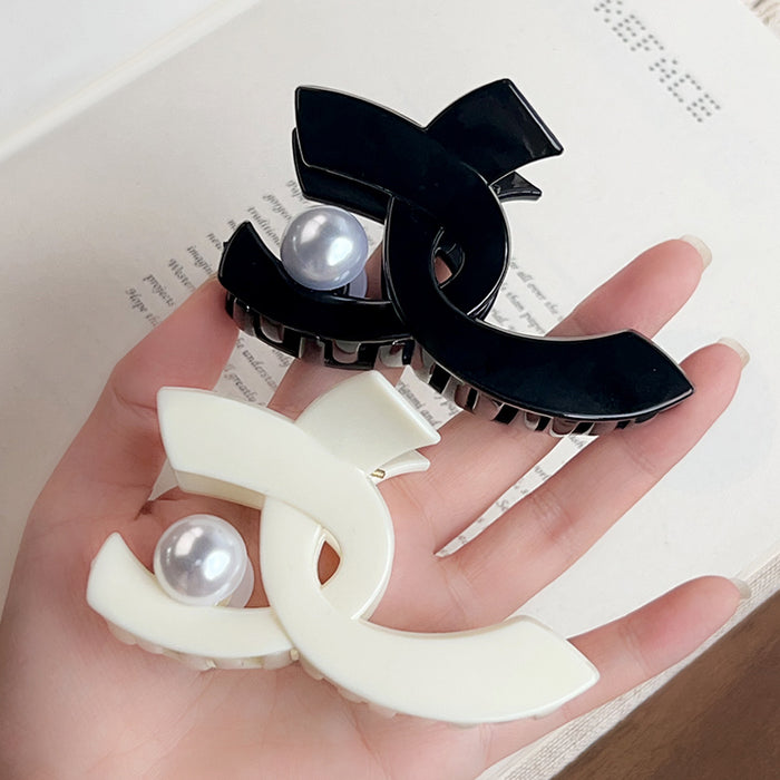 Wholesale Chic Cross Claw Hair Clip White Plastic Pearl Decoration Fashion Hair Accessory Gift