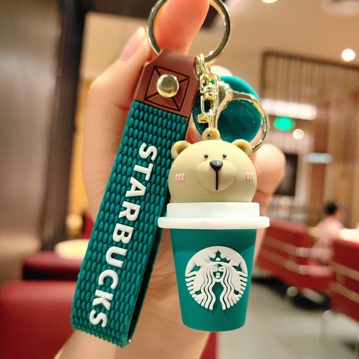 Wholesale Cute Bear Doll Car Milk Tea Cup Pendant Keychain JDC-KC-ShuoT007