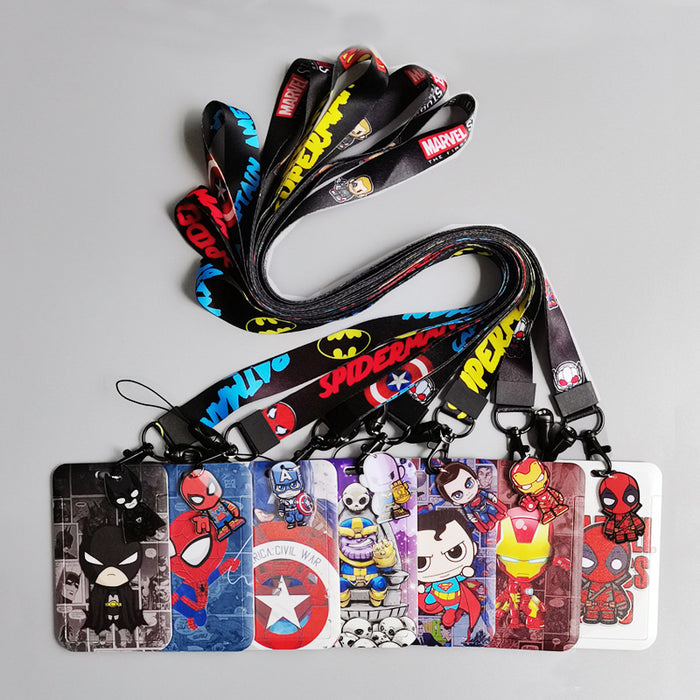 Wholesale Cartoon Superhero Bus Pass Holder With Neck Lanyard ABS Material Trendy Fashion Accessory
