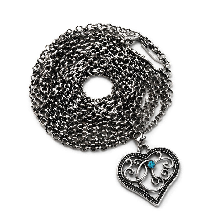 Wholesale Gothic Vintage Heart Pendant Long Chain Necklace Alloy Electroplated Red Women S Layering Jewelry Gift